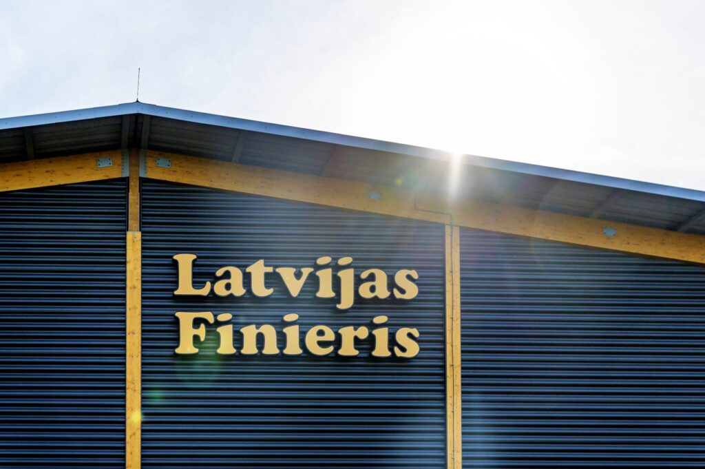 New Latvijas finieris warehouse building made from wood